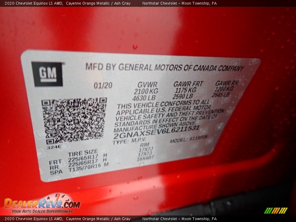 2020 Chevrolet Equinox LS AWD Cayenne Orange Metallic / Ash Gray Photo #18