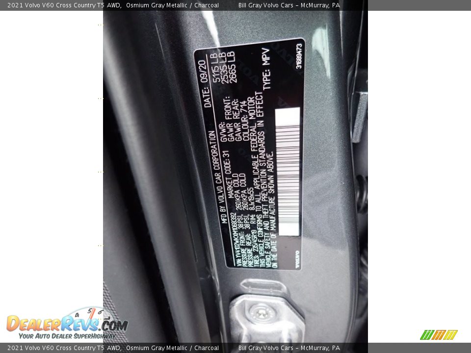 2021 Volvo V60 Cross Country T5 AWD Osmium Gray Metallic / Charcoal Photo #12