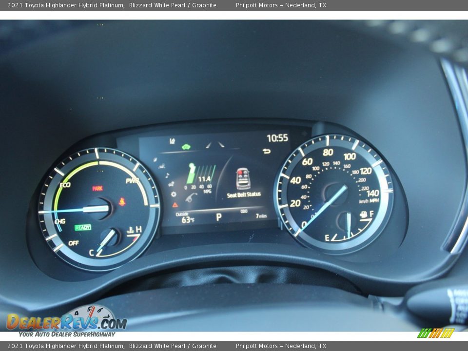 2021 Toyota Highlander Hybrid Platinum Blizzard White Pearl / Graphite Photo #13