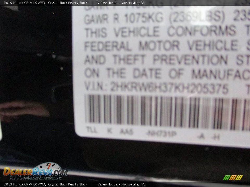 2019 Honda CR-V LX AWD Crystal Black Pearl / Black Photo #19