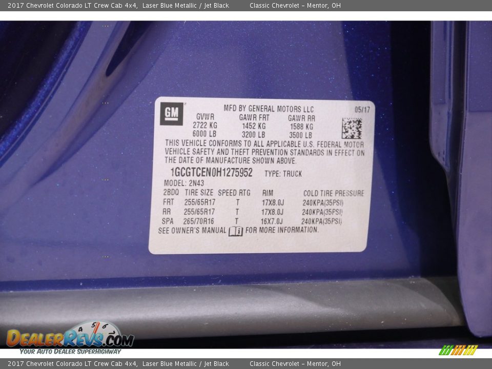 2017 Chevrolet Colorado LT Crew Cab 4x4 Laser Blue Metallic / Jet Black Photo #18
