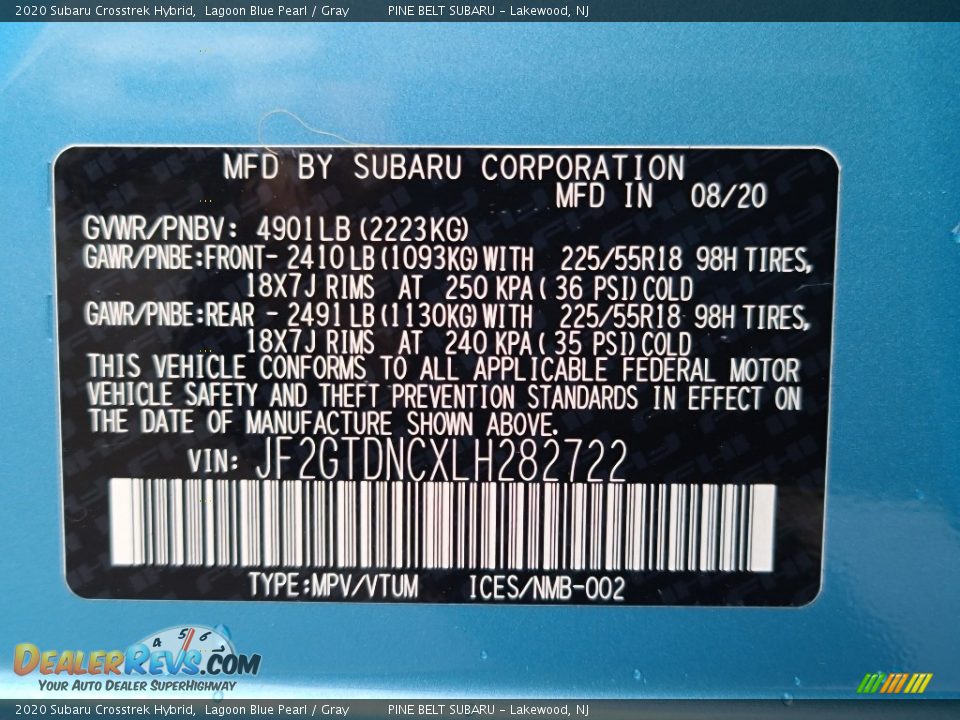 2020 Subaru Crosstrek Hybrid Lagoon Blue Pearl / Gray Photo #15