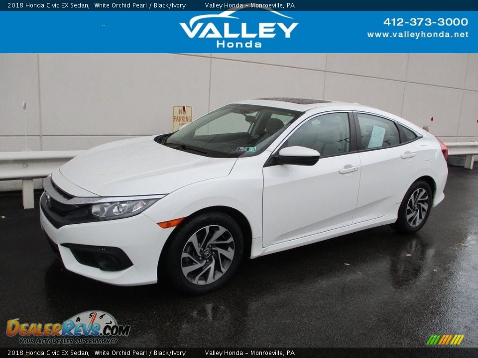 2018 Honda Civic EX Sedan White Orchid Pearl / Black/Ivory Photo #1