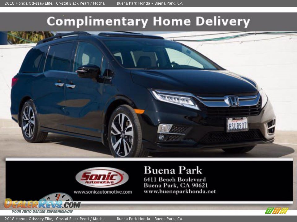 2018 Honda Odyssey Elite Crystal Black Pearl / Mocha Photo #1