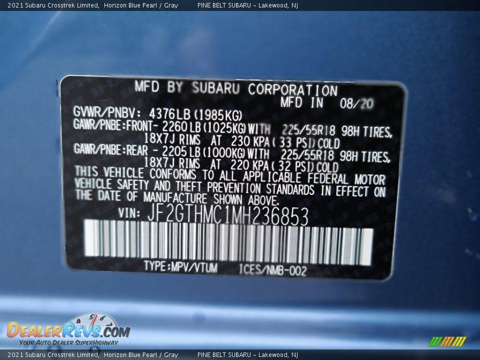 2021 Subaru Crosstrek Limited Horizon Blue Pearl / Gray Photo #15
