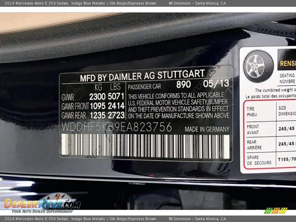 2014 Mercedes-Benz E 350 Sedan Indigo Blue Metallic / Silk Beige/Espresso Brown Photo #33