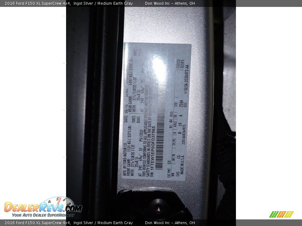 2016 Ford F150 XL SuperCrew 4x4 Ingot Silver / Medium Earth Gray Photo #31