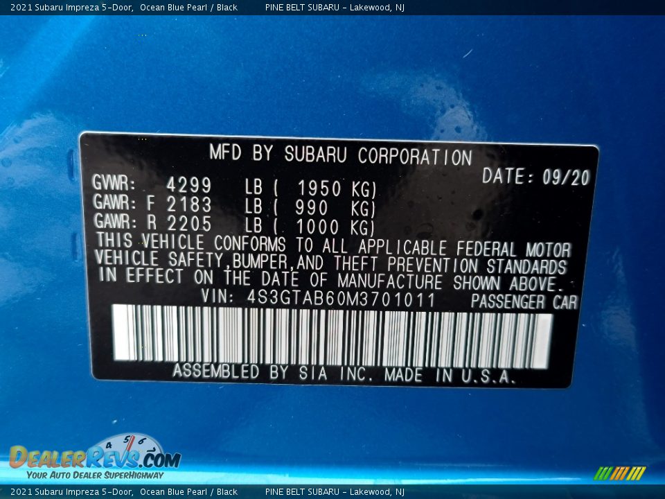 2021 Subaru Impreza 5-Door Ocean Blue Pearl / Black Photo #15
