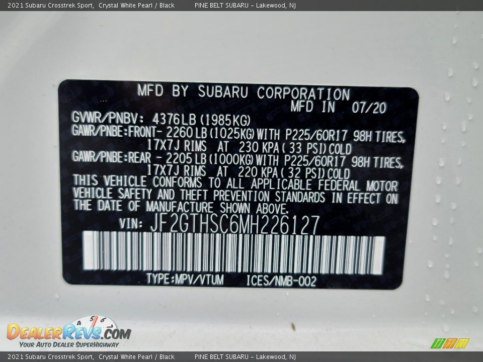 2021 Subaru Crosstrek Sport Crystal White Pearl / Black Photo #15