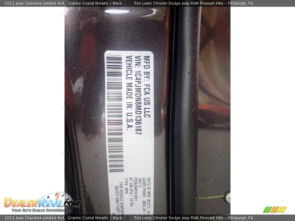 2021 Jeep Cherokee Limited 4x4 Granite Crystal Metallic / Black Photo #11