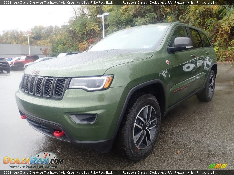 2021 Jeep Grand Cherokee Trailhawk 4x4 Green Metallic / Ruby Red/Black Photo #1