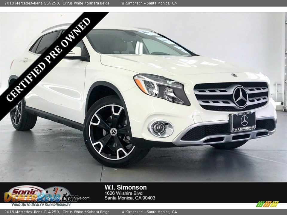 2018 Mercedes-Benz GLA 250 Cirrus White / Sahara Beige Photo #1