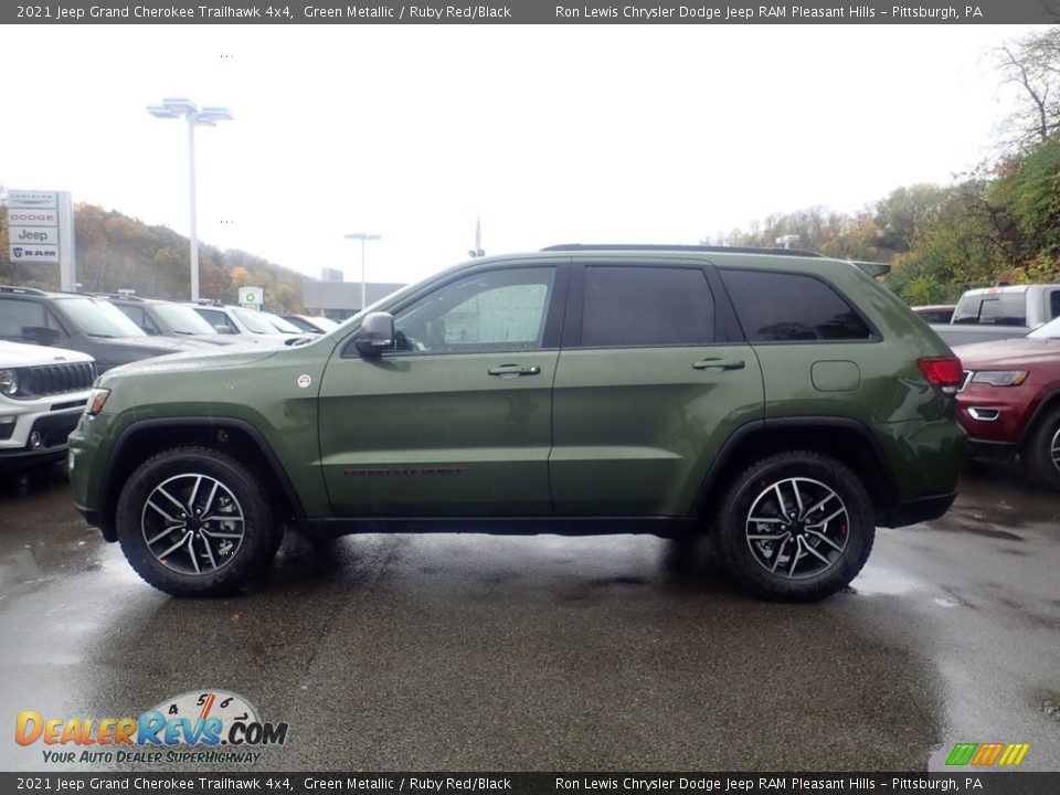 2021 Jeep Grand Cherokee Trailhawk 4x4 Green Metallic / Ruby Red/Black Photo #7
