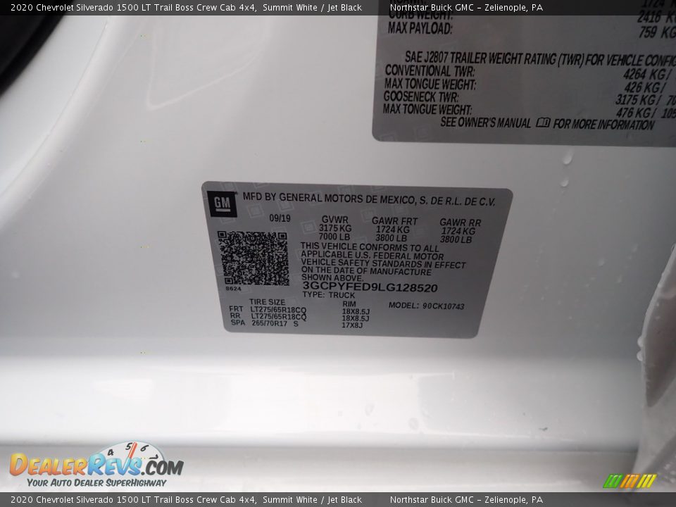 2020 Chevrolet Silverado 1500 LT Trail Boss Crew Cab 4x4 Summit White / Jet Black Photo #15