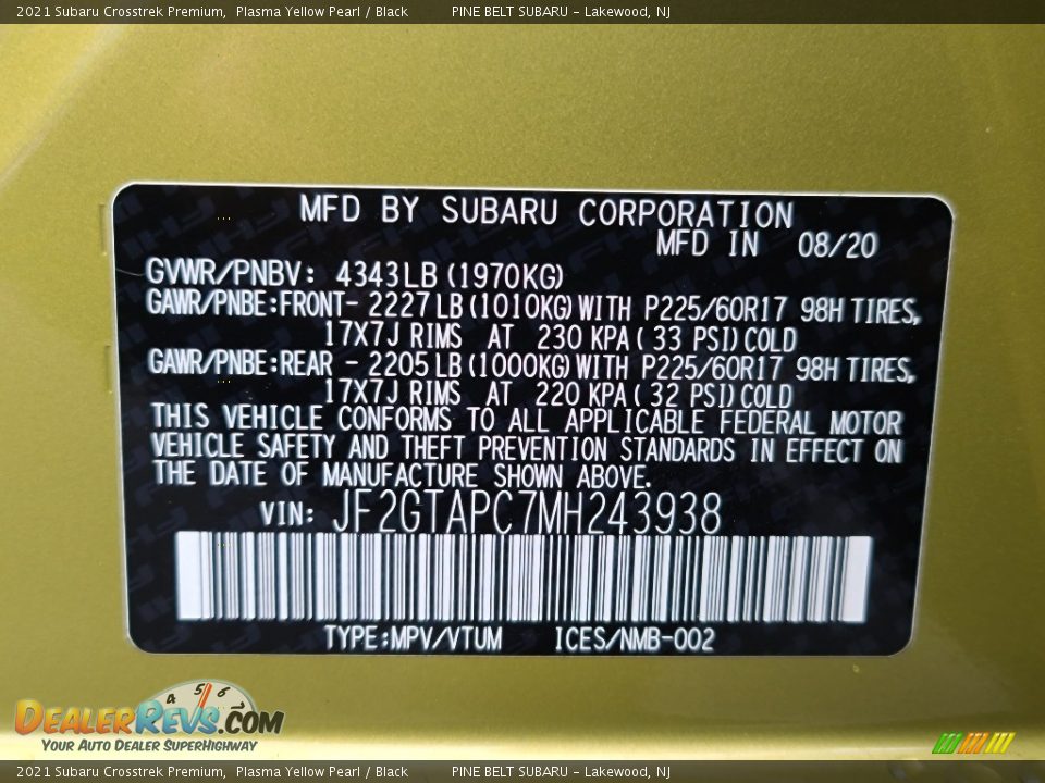 2021 Subaru Crosstrek Premium Plasma Yellow Pearl / Black Photo #15