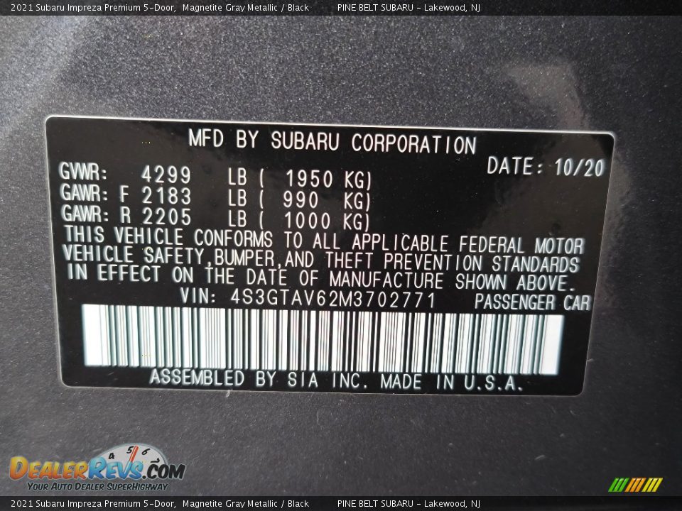 2021 Subaru Impreza Premium 5-Door Magnetite Gray Metallic / Black Photo #15