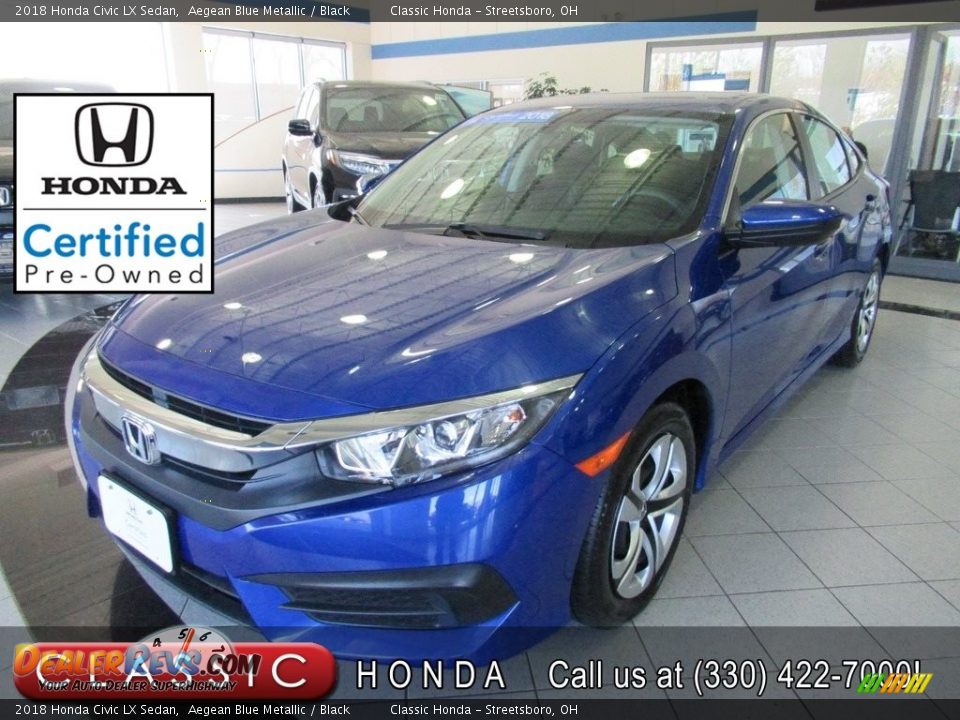 2018 Honda Civic LX Sedan Aegean Blue Metallic / Black Photo #1