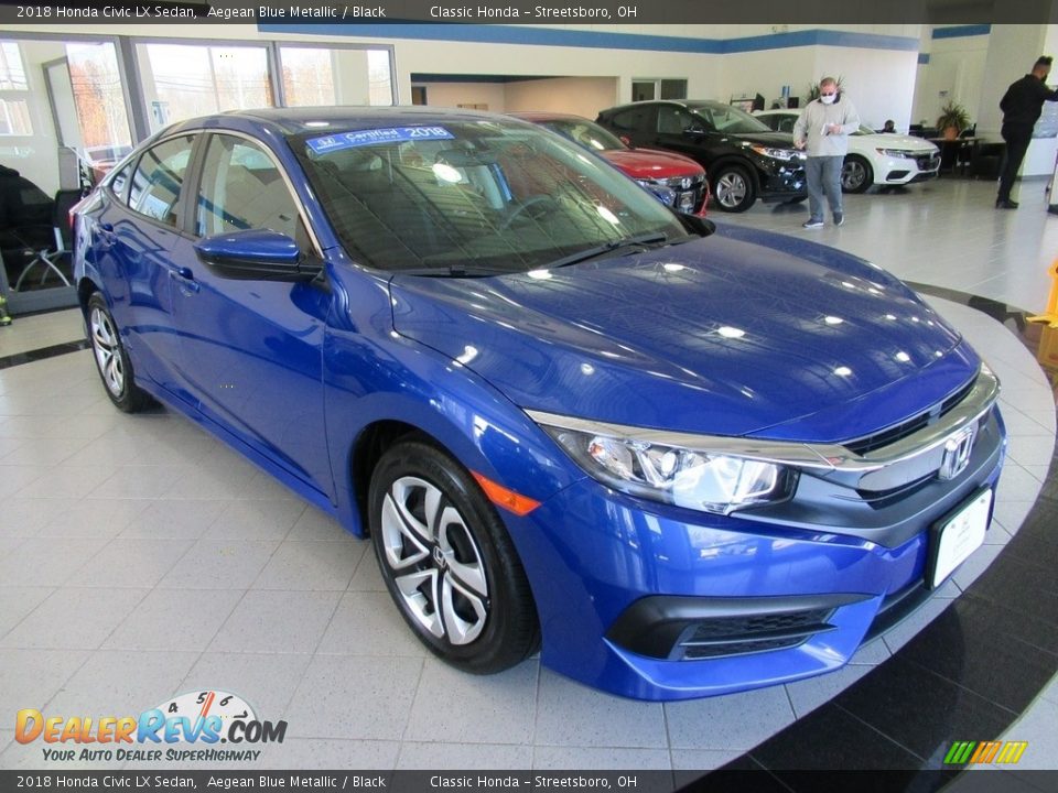 2018 Honda Civic LX Sedan Aegean Blue Metallic / Black Photo #3