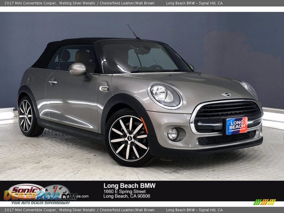 2017 Mini Convertible Cooper Melting Silver Metallic / Chesterfield Leather/Malt Brown Photo #1