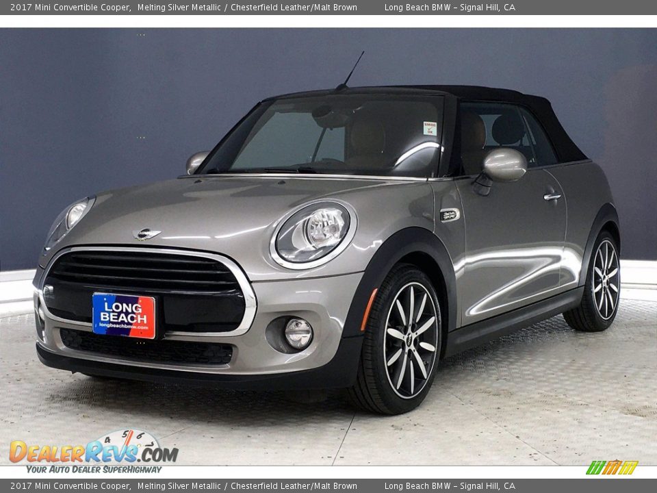 2017 Mini Convertible Cooper Melting Silver Metallic / Chesterfield Leather/Malt Brown Photo #12