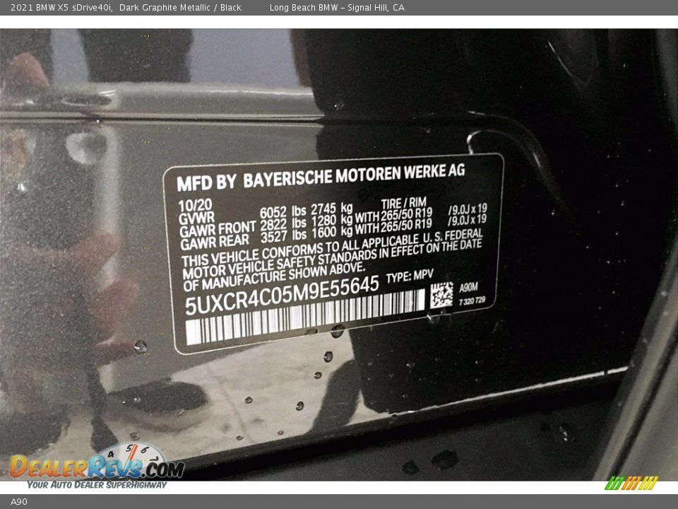 BMW Color Code A90 Dark Graphite Metallic