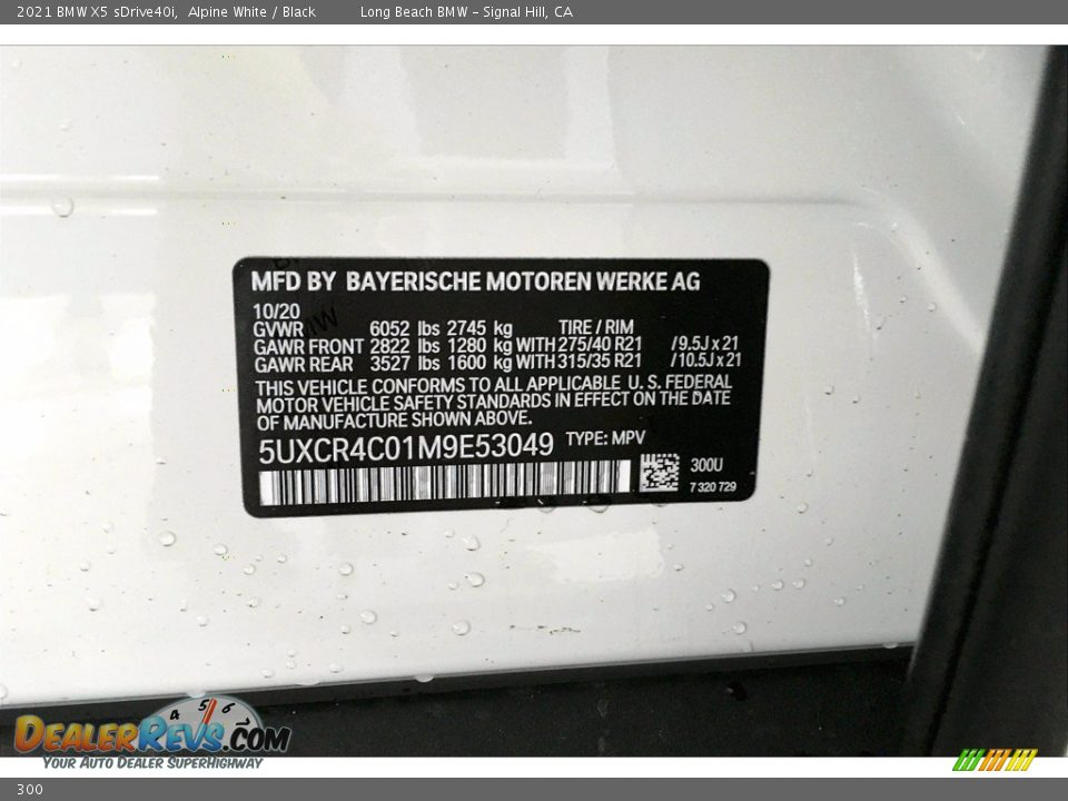 BMW Color Code 300 Alpine White