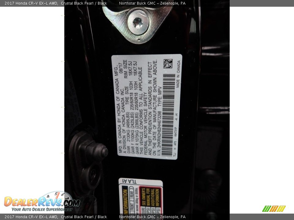 2017 Honda CR-V EX-L AWD Crystal Black Pearl / Black Photo #16