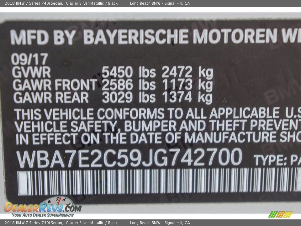 2018 BMW 7 Series 740i Sedan Glacier Silver Metallic / Black Photo #11