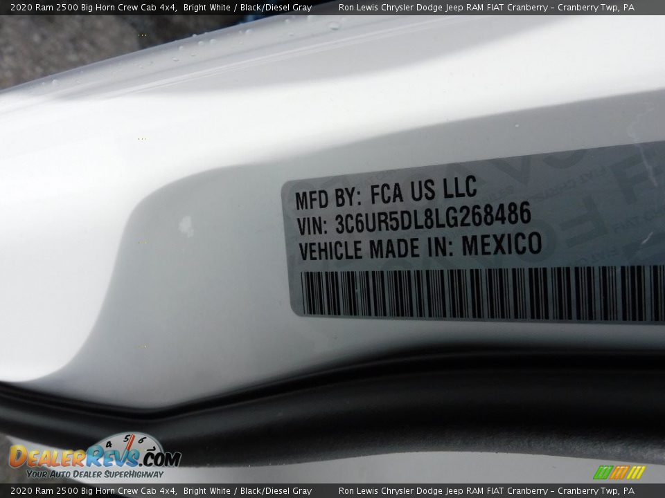 2020 Ram 2500 Big Horn Crew Cab 4x4 Bright White / Black/Diesel Gray Photo #20