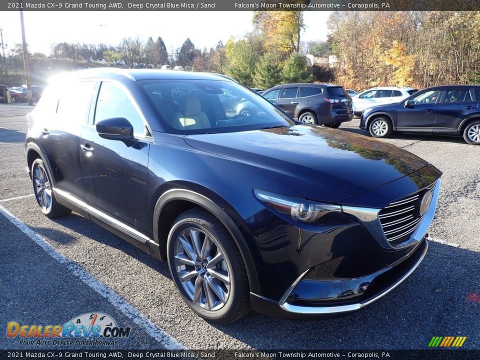 2021 Mazda CX-9 Grand Touring AWD Deep Crystal Blue Mica / Sand Photo #3