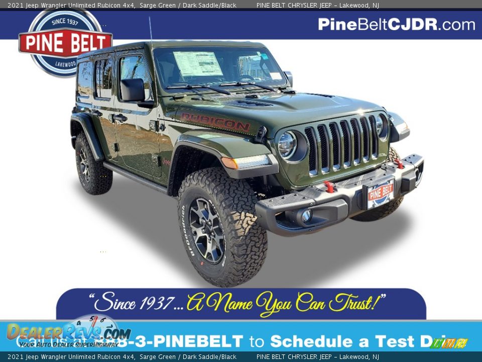 2021 Jeep Wrangler Unlimited Rubicon 4x4 Sarge Green / Dark Saddle/Black Photo #1