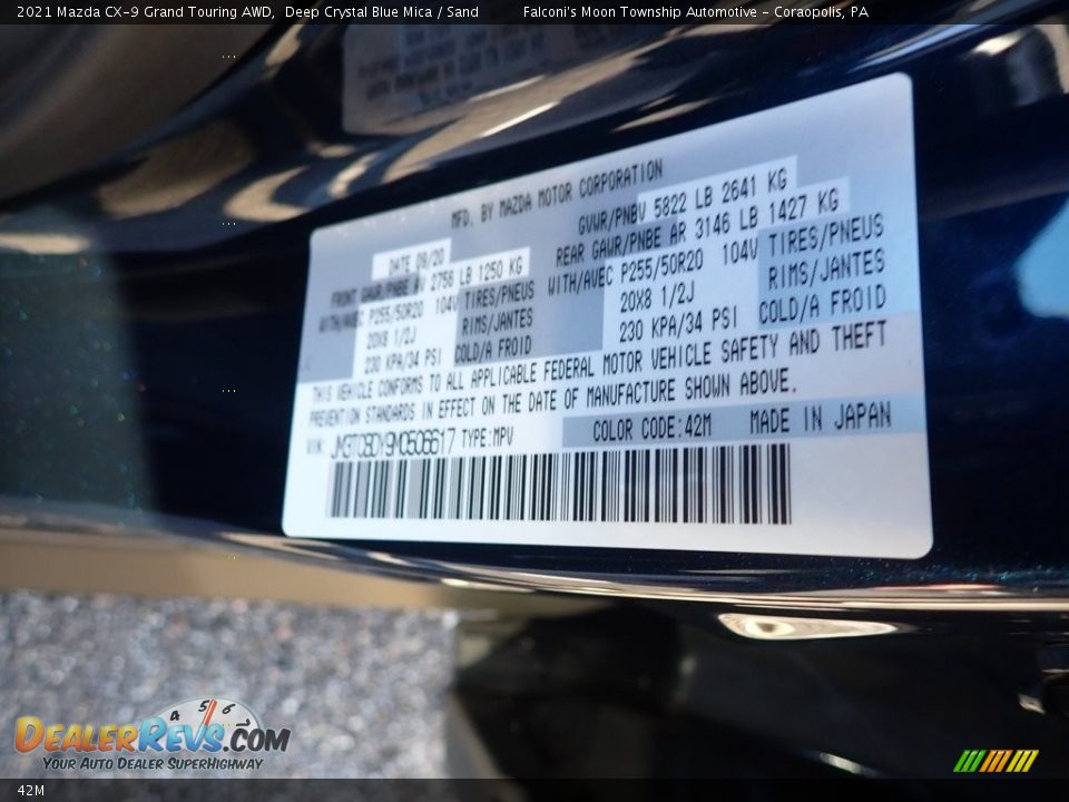 Mazda Color Code 42M Deep Crystal Blue Mica