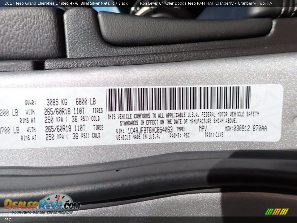 Jeep Color Code PSC Billet Silver Metallic