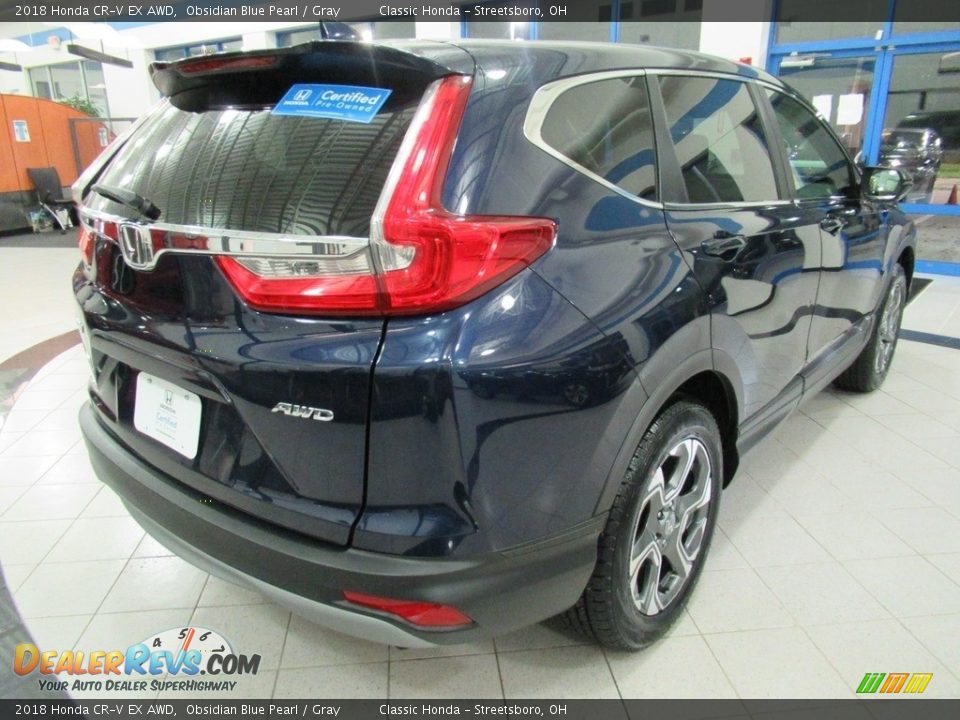 2018 Honda CR-V EX AWD Obsidian Blue Pearl / Gray Photo #7