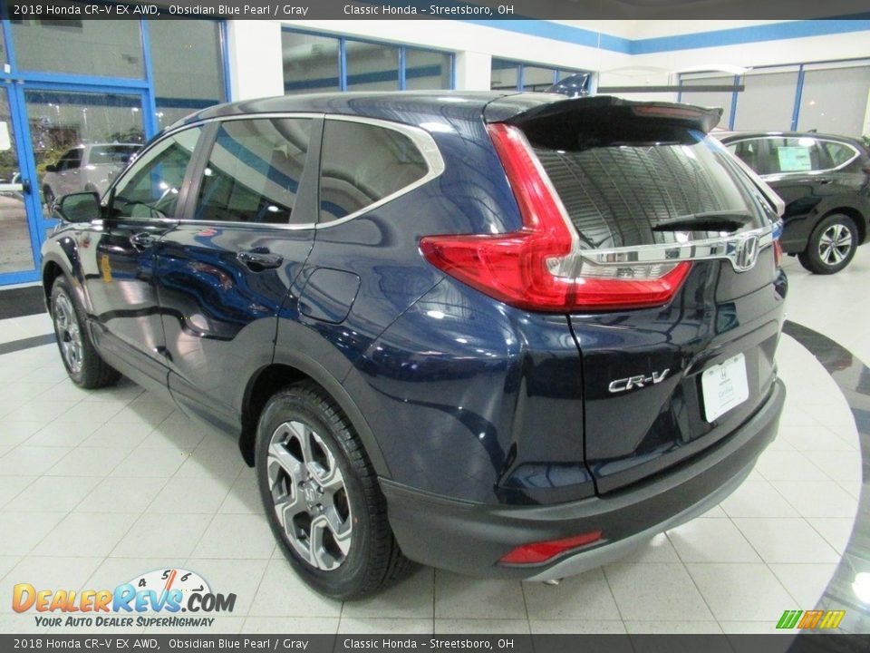 2018 Honda CR-V EX AWD Obsidian Blue Pearl / Gray Photo #9