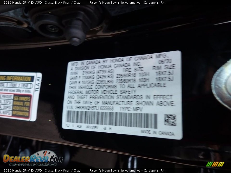 2020 Honda CR-V EX AWD Crystal Black Pearl / Gray Photo #12