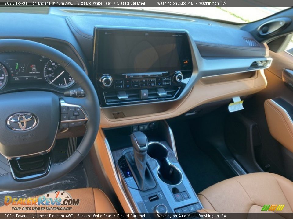 2021 Toyota Highlander Platinum AWD Blizzard White Pearl / Glazed Caramel Photo #3