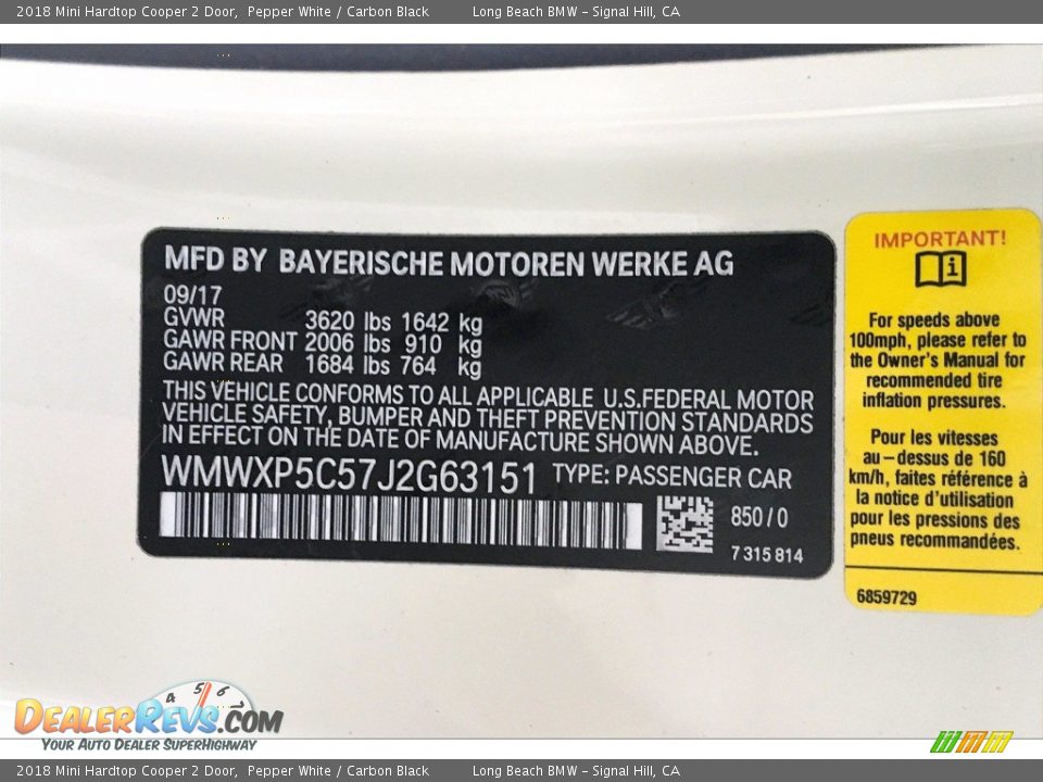 2018 Mini Hardtop Cooper 2 Door Pepper White / Carbon Black Photo #34