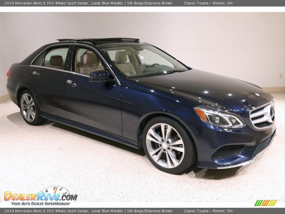 2014 Mercedes-Benz E 350 4Matic Sport Sedan Lunar Blue Metallic / Silk Beige/Espresso Brown Photo #1