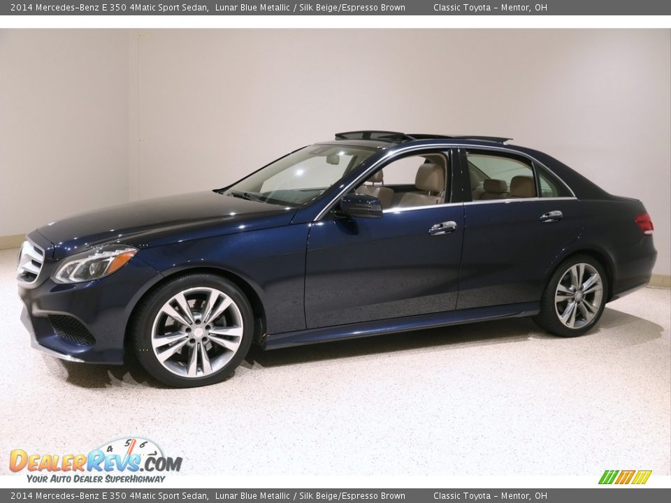 2014 Mercedes-Benz E 350 4Matic Sport Sedan Lunar Blue Metallic / Silk Beige/Espresso Brown Photo #3