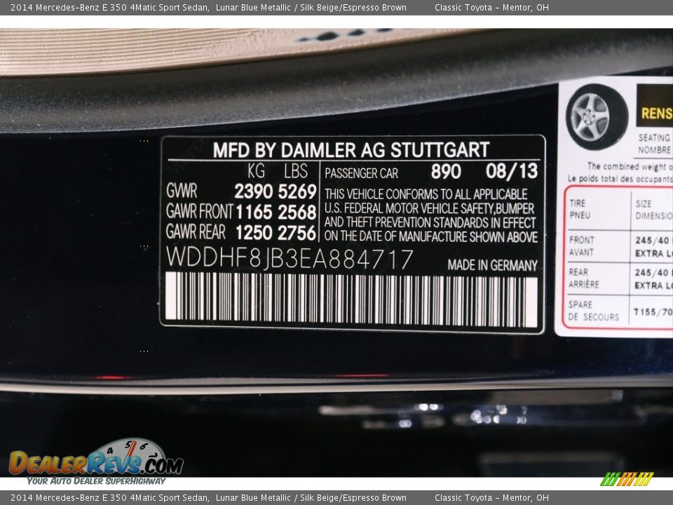 2014 Mercedes-Benz E 350 4Matic Sport Sedan Lunar Blue Metallic / Silk Beige/Espresso Brown Photo #24