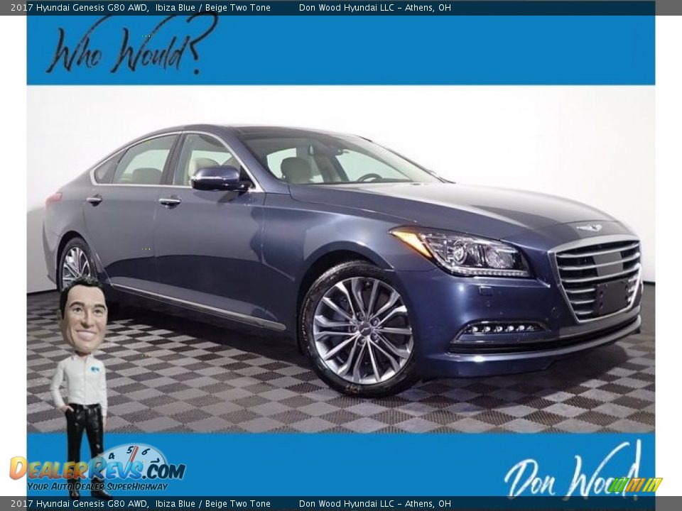 2017 Hyundai Genesis G80 AWD Ibiza Blue / Beige Two Tone Photo #1