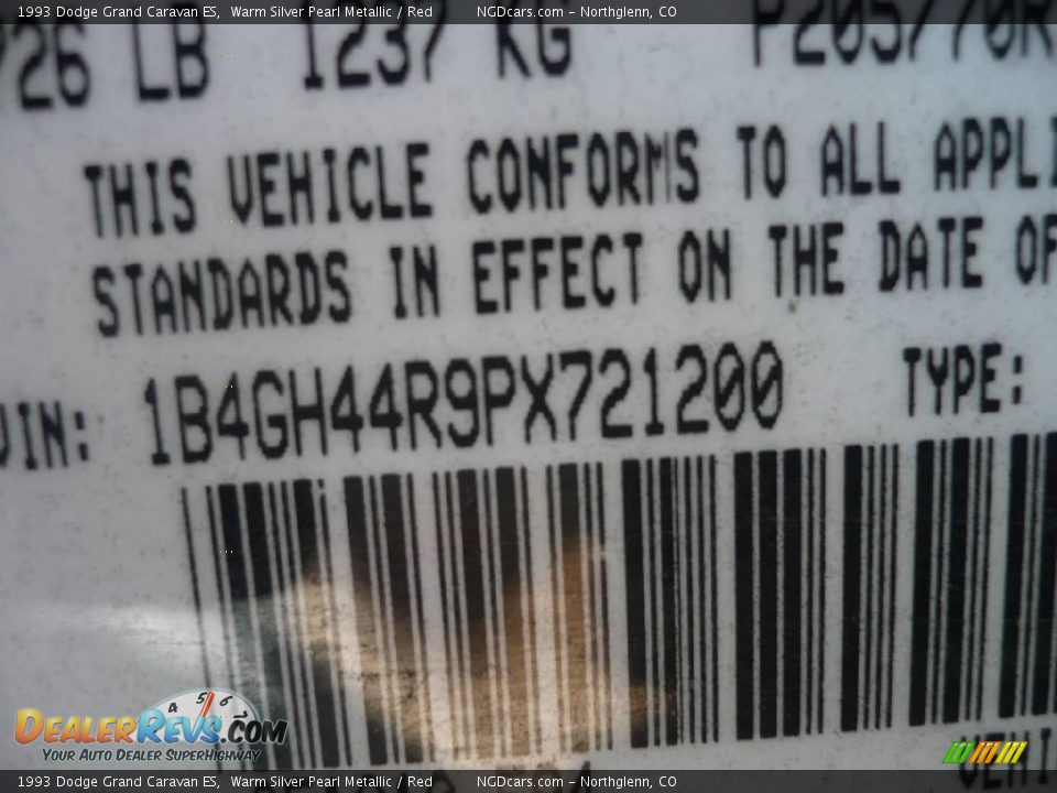 1993 Dodge Grand Caravan ES Warm Silver Pearl Metallic / Red Photo #4