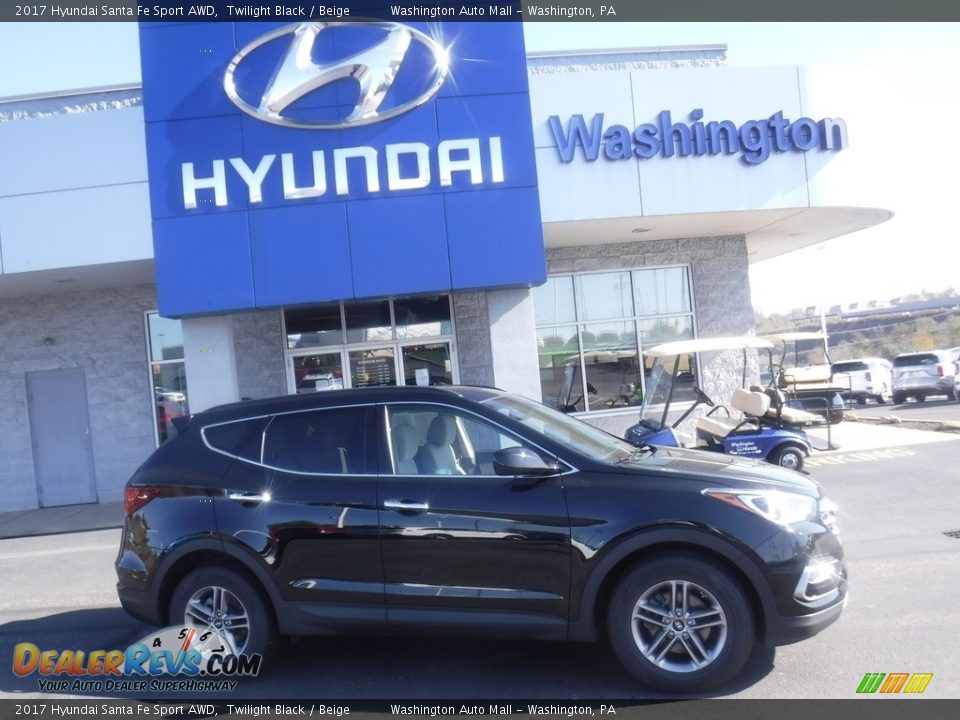 2017 Hyundai Santa Fe Sport AWD Twilight Black / Beige Photo #2