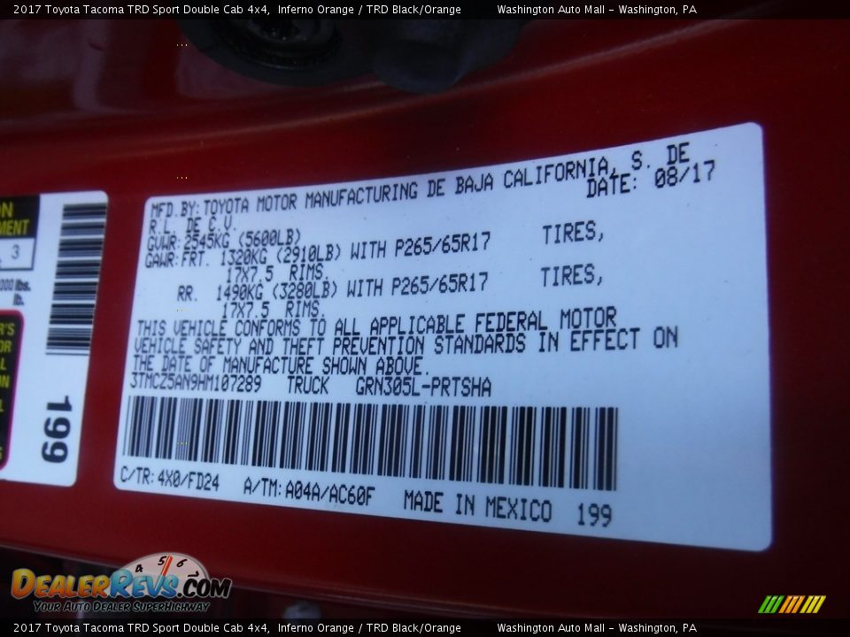 2017 Toyota Tacoma TRD Sport Double Cab 4x4 Inferno Orange / TRD Black/Orange Photo #31
