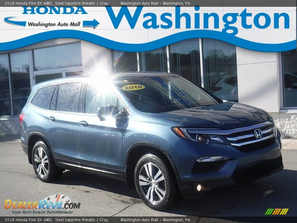 2018 Honda Pilot EX AWD Steel Sapphire Metallic / Gray Photo #1