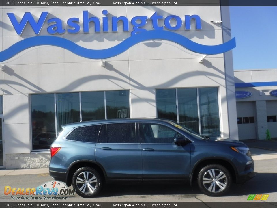 2018 Honda Pilot EX AWD Steel Sapphire Metallic / Gray Photo #2