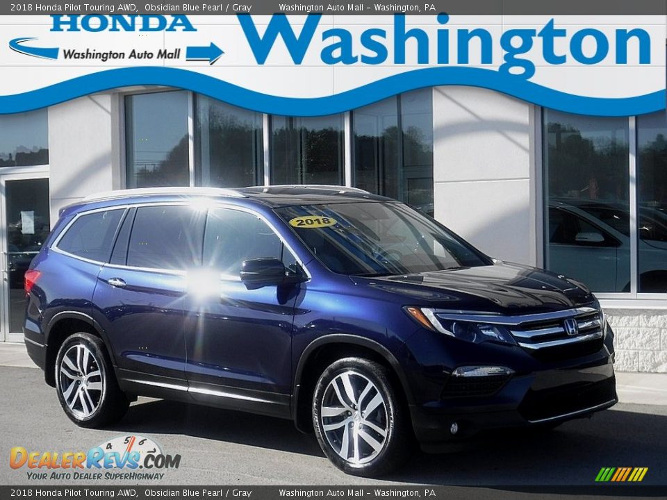 2018 Honda Pilot Touring AWD Obsidian Blue Pearl / Gray Photo #1