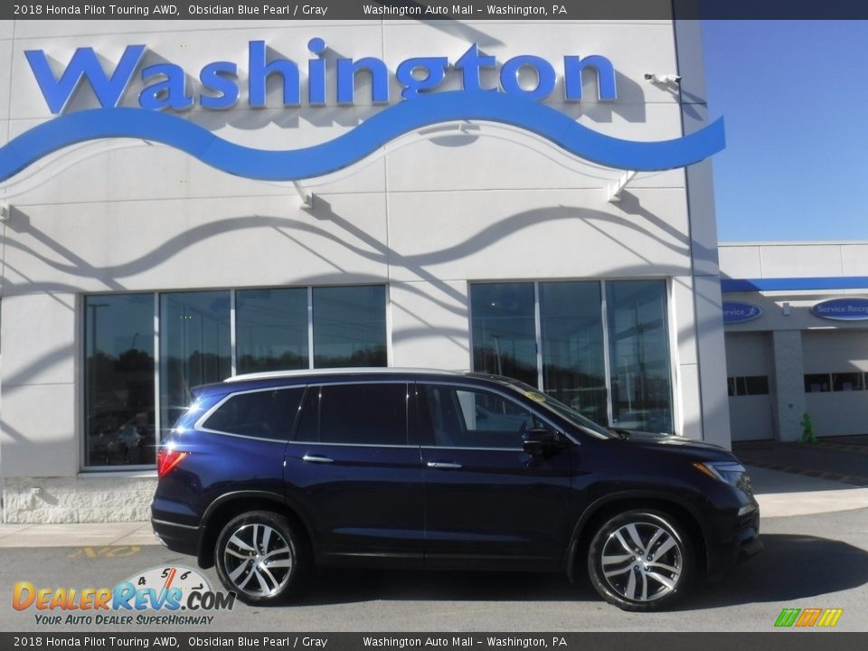 2018 Honda Pilot Touring AWD Obsidian Blue Pearl / Gray Photo #2