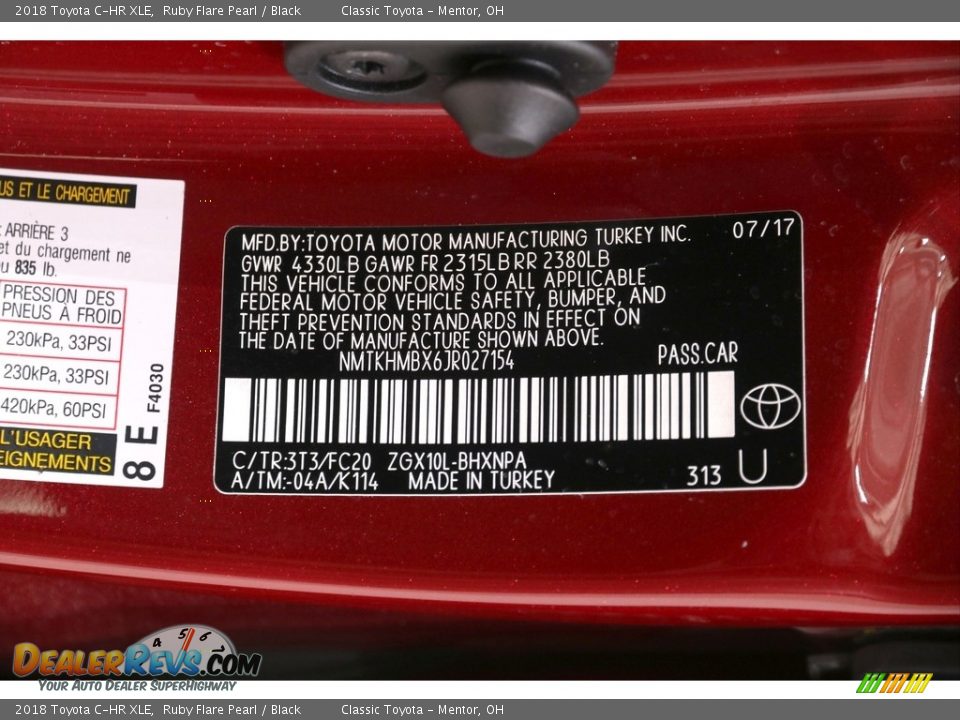 2018 Toyota C-HR XLE Ruby Flare Pearl / Black Photo #21